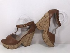 Dune Tan Leather Wedge Sandals