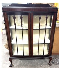 Vintage Antique Mahogany Glass