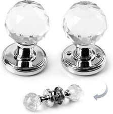 Crystal Door Handle 65mm Round Clear Glass Knobs Extra Large 