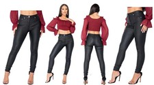 Womens High Waist Wet Look PVC Leather PU Leggings Stretch Trousers Pants Jeans 
