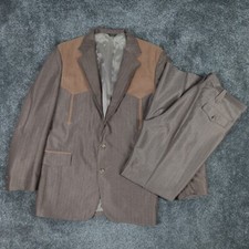 VINTAGE Pagano West Suit Mens 48L Western Cowboy Blazer Trousers 38 38x31 Brown