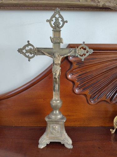 Antique brass french altar - antique,