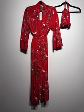 ZARA Red Floral Kimono Wrap