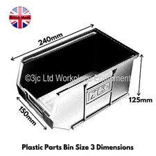New Quality BRITISH MADE Grey Plastic Parts Storage Bins Boxes Choice Of 7 Sizes
