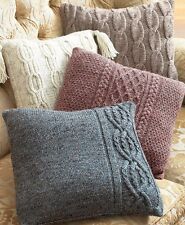 KNITTING PATTERN -  4 STYLISH ARAN WOOL CABLE CUSHION COVERS 16" SQUARE
