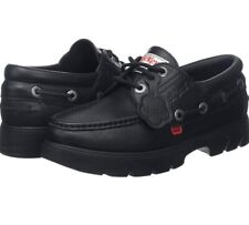 Kickers Lennon Leather Lace-up Moccasin Boat Shoes Black Size uk 4 eu 37