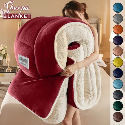 Sherpa flannel fleece blanket - sherpa,