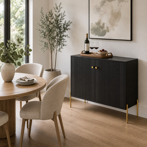 Black fluted sideboard - black,