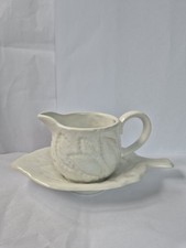 Vintage White Ceramic Mint Sauce Jug & Saucer