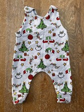 Baby Christmas The Grinch Romper Dungarees 3-6 Months Handmade Bee & Bear 