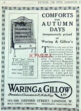 WARING & GILLOW '4 & 6 Bar Electric Fires' WW1 Advert - Original 1916 Print