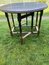 VINTAGE SOLID OAK OVAL GATELEG EXTENDING TABLE