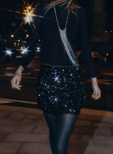 Zara Navy SEQUIN MINI SKIRT
