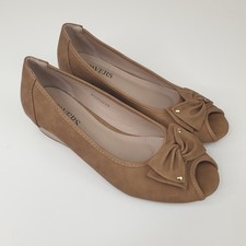 PAVERS Court Shoes Womens UK 6 Beige Peep Toe Pumps Wedge Heel Classic EU 39