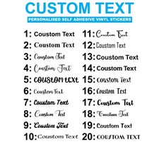 Any Personalised Text Or Name Vinyl Sticker Transfer Decal Fancy Font 20 x 10cm