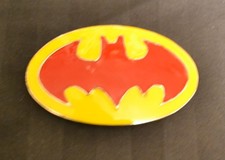 Men's Belt Buckle Novelty DC Superhero Batman Yellow & Red Logo A