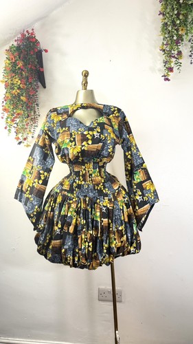 African print bubble hem - african,