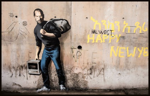 Banksy migrant from - banksy,
