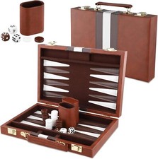 18inch Backgammon Set Travel Board Games Premium Leather Case for Adults Kids