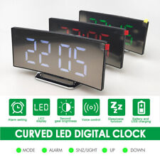 LED Digital Alarm Clock USB Temperature Curved Display Snooze Bedside Modern Hot