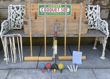 Vintage Jaques Family Croquet Set with Original Rockwood Mallets & Wooden Balls