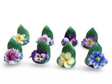 Set of 8 Vintage Coalport Bone China Flower Place Card Holders England