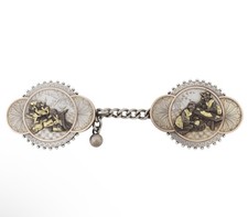 INCREDIBLE Aesthetic Period Mixed Metal Silver, Gold & Shakudo Belt Buckle c1870