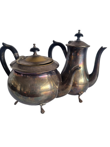 Antique footed teapot and - antique,