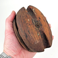 Vintage Nautical Wooden Ship Pulley Block – Maritime Decor – 12.5cm