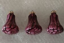 Vintage Christmas Tree Decoration Set Of 3 Hand Painted Glass Bells