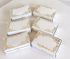6 CAKE BOXES WEDDING CREAM GOLD FLOWERS 10 x 6 x 2.5cm deep SPACE FOR NAME WRAP