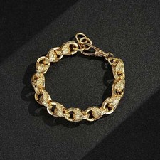 New Luxury 9ct Gold Filled 12mm 3D Tulip Bracelet With Albert Clasp