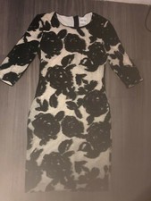 Reiss NEW Lavine Black Cream Floral Bodycon Dress - Size 10