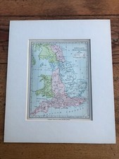 1907 mounted map. england after the treaty of chippenham in 878 !
