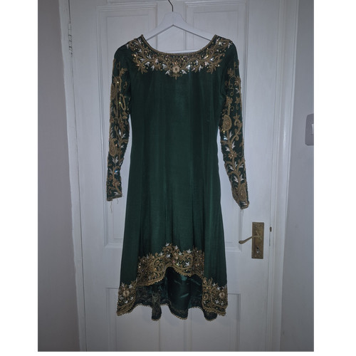 Green lengha with skirt - green,