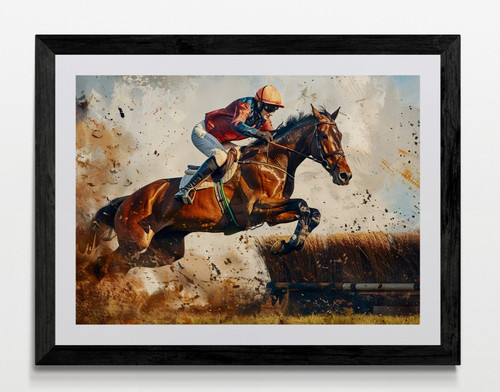 Horse racing framed - racing, canvas