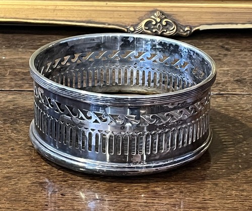 Antique silver plate wine - plate,