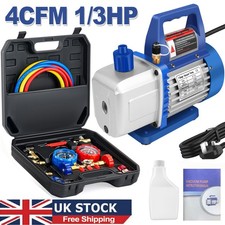 4 CFM 1/3HP 1 Stage Refrigerant Vacuum Pump Air Pumping Refrigeration Gauge A/C
