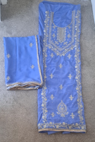 Sea blue unstitched asian suit