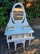 White IKEA dressing table, drawer with mirror and stool