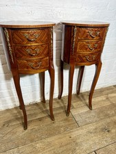 French Marquetry Bedside Cabinets -  Lamp Tables - Free Delivery Available