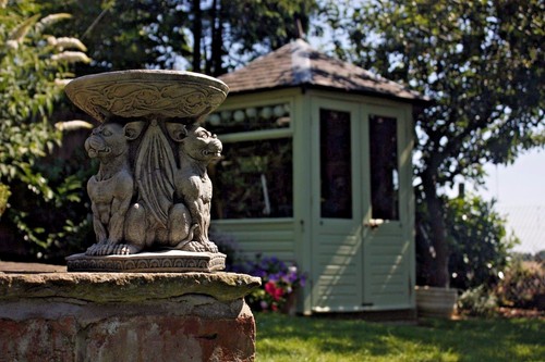 Gargoyle stone bird bath - gargoyle,