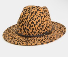 Animal Print Fedora Hat for Women’s One Size Khaki Beige