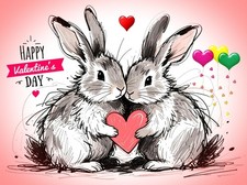 Cute Rabbits Bunny Valentines