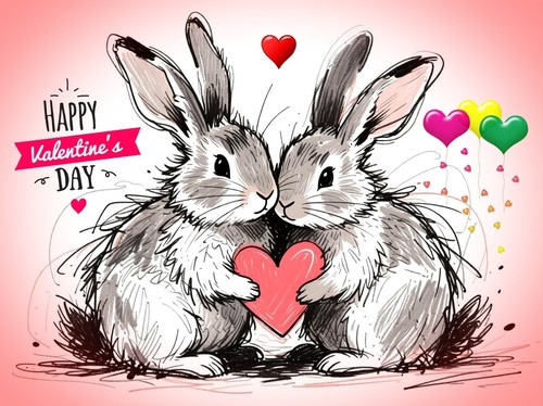 Cute rabbits bunny - rabbits, valentines