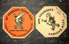 2x Vintage WM Younger's - Drinks Mat Coaster Beer Breweriana