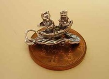 MOVING ' OWL & THE PUSSYCAT ' STERLING SILVER CHARM CHARMS