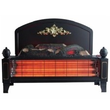 Yeominster Radiant Bar Fire Freestanding Electric Fireplace 1.2kW Log Bed Black