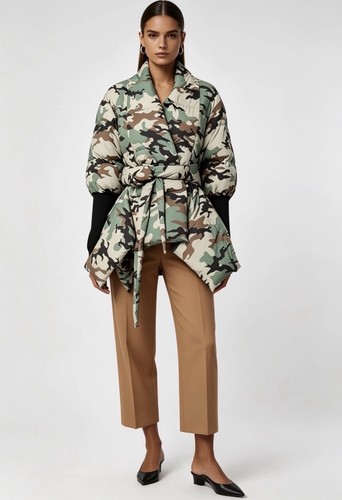 Ladies green black camouflage - green,