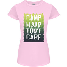 Camp Hair Dont Care Funny Caravan Camping Womens Petite Cut T-Shirt